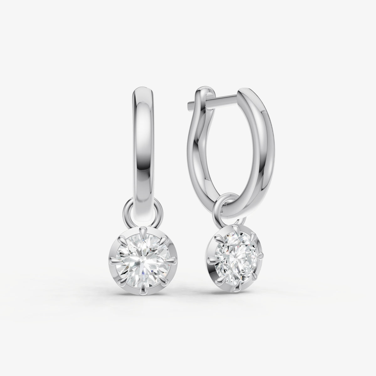 Georgian Old Euro Diamond Hoop Earrings