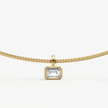 Emerald 0.50ct Bezel Set Diamond Pendant Necklace