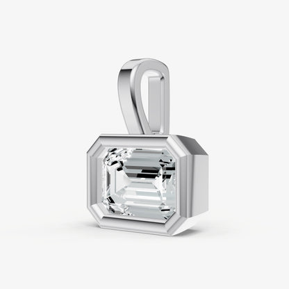0.50ct Emerald Bezel Set Diamond Pendant