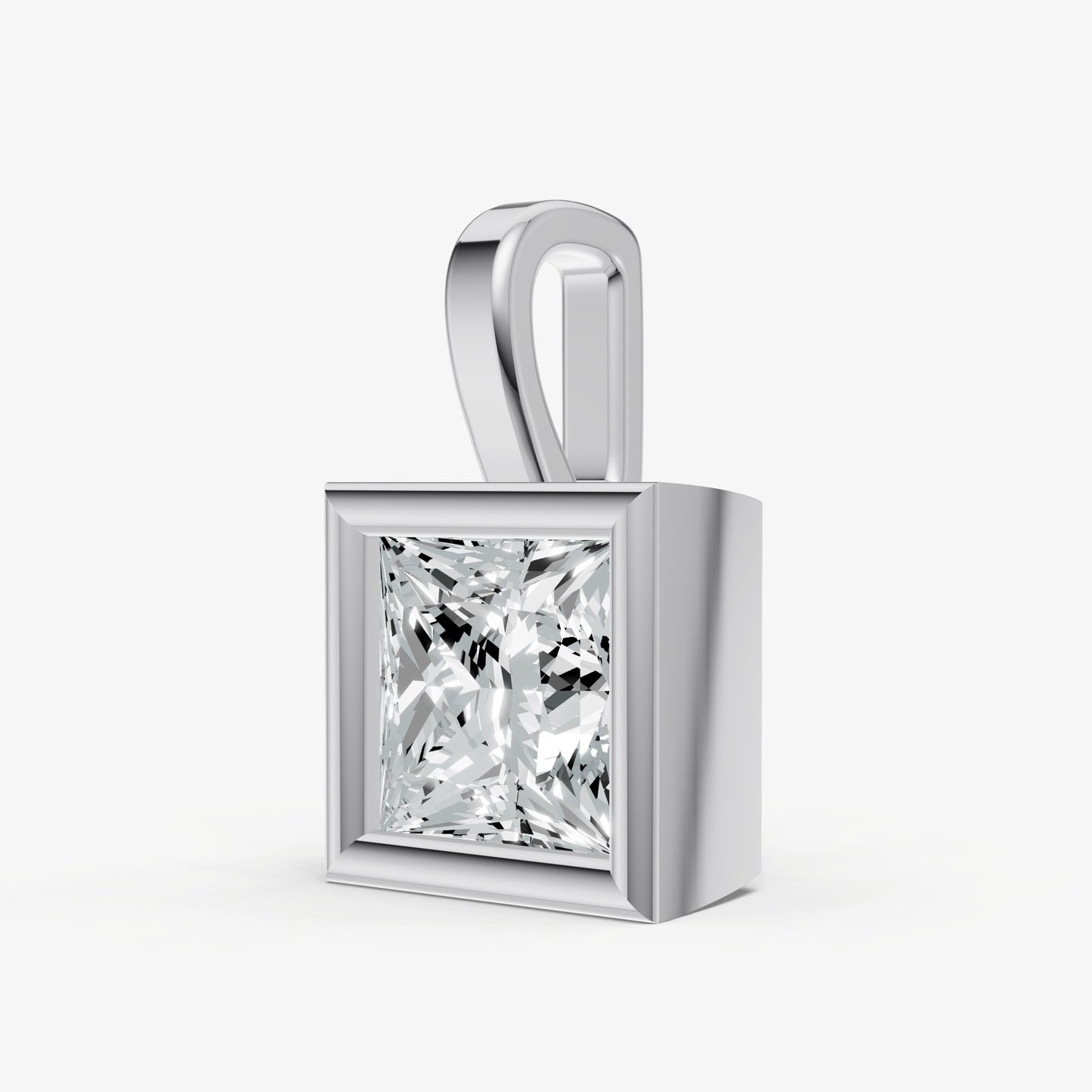 0.50ct Princess Bezel Set Diamond Pendant