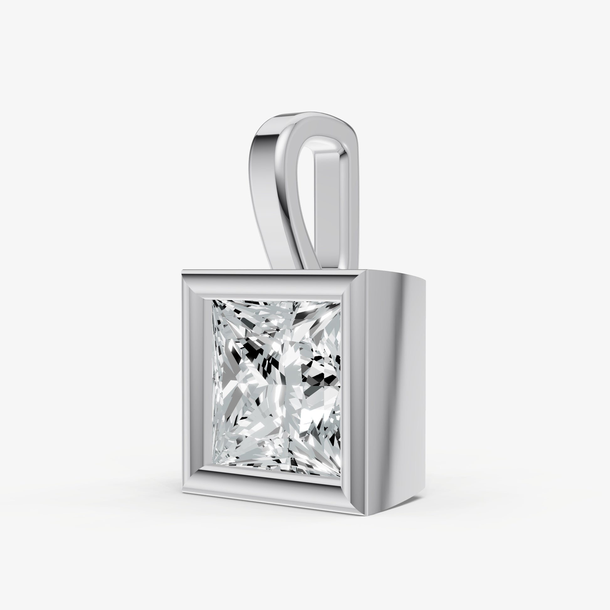 0.50ct Princess Bezel Set Diamond Pendant
