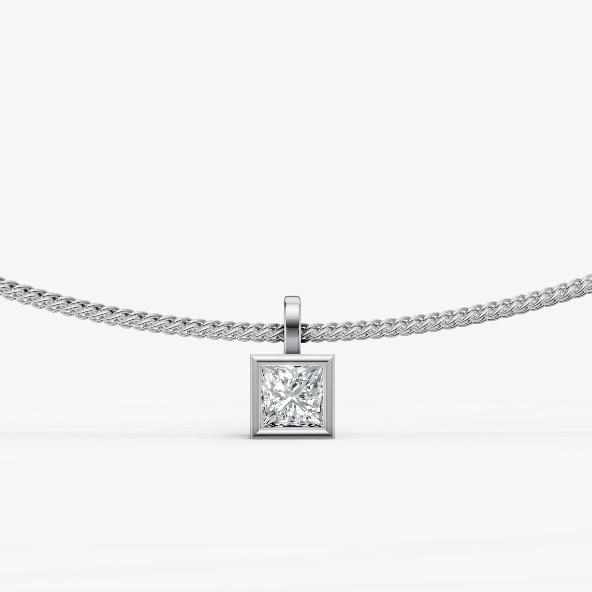 0.50ct Princess Bezel Set Diamond Pendant