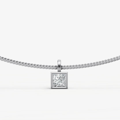 0.50ct Princess Bezel Set Diamond Pendant