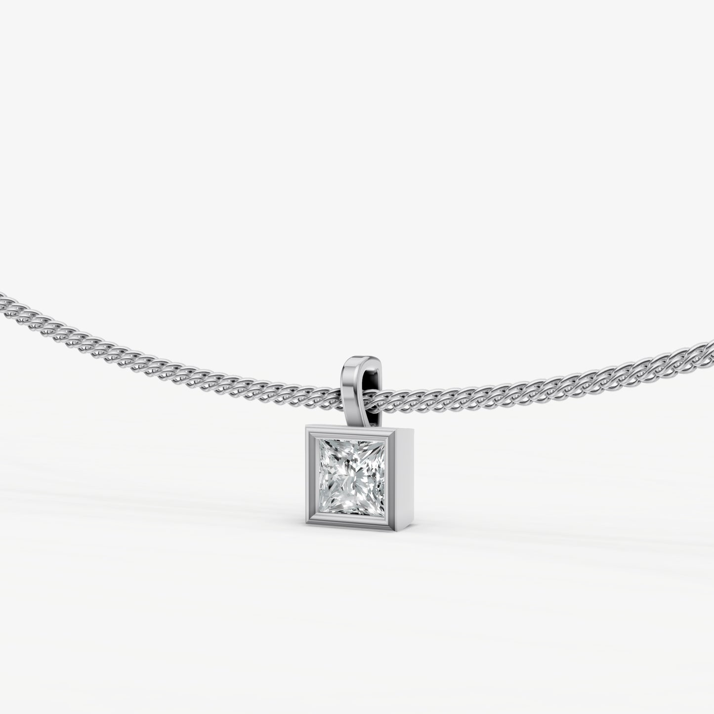 0.50ct Princess Bezel Set Diamond Pendant