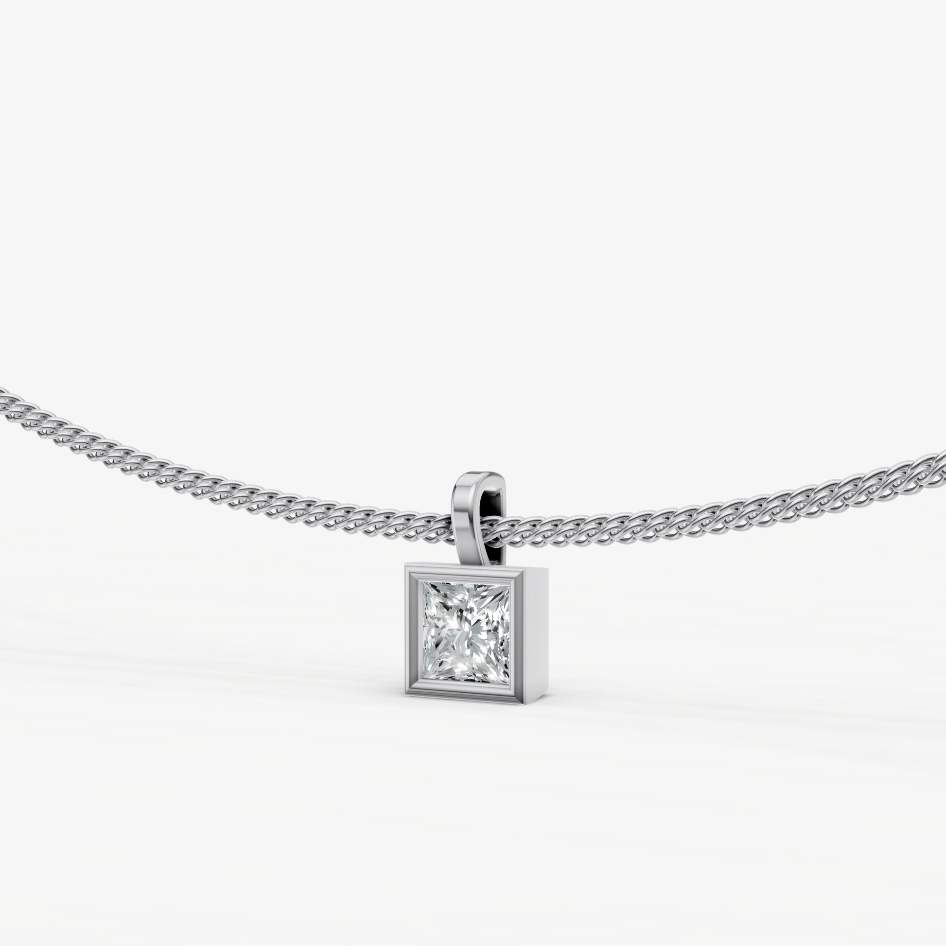 0.50ct Princess Bezel Set Diamond Pendant