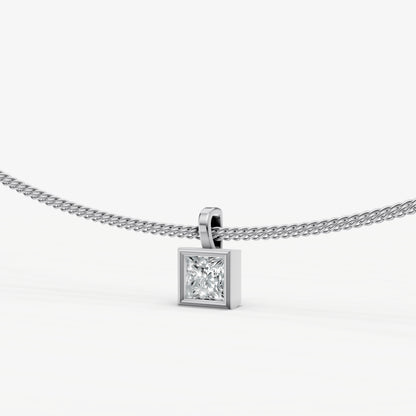 0.50ct Princess Bezel Set Diamond Pendant