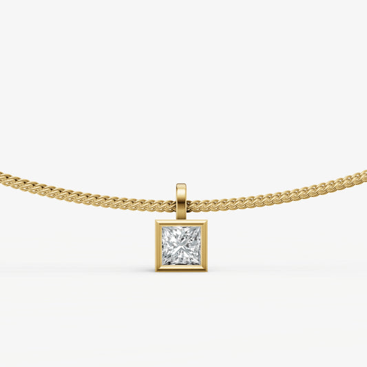 0.50ct Princess Bezel Set Diamond Pendant