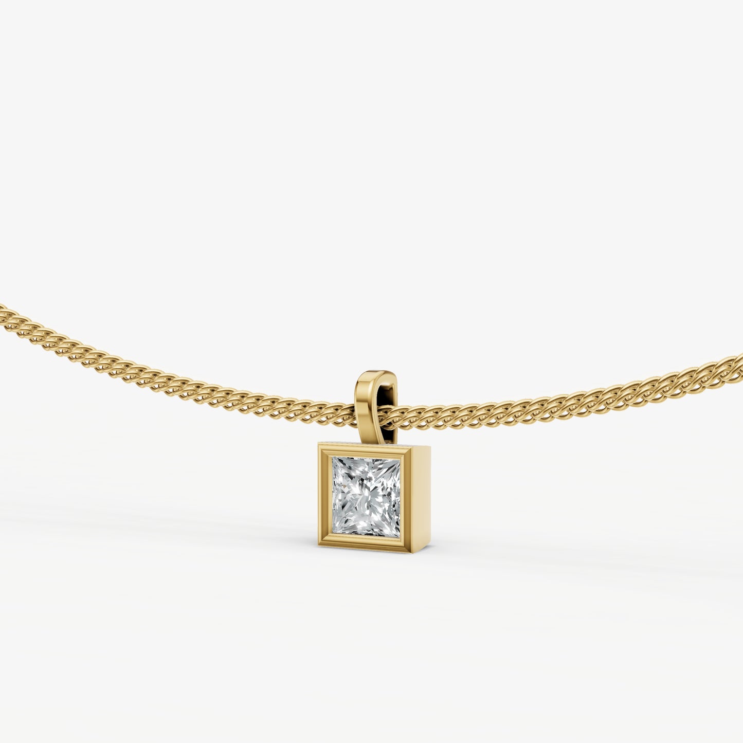 0.50ct Princess Bezel Set Diamond Pendant