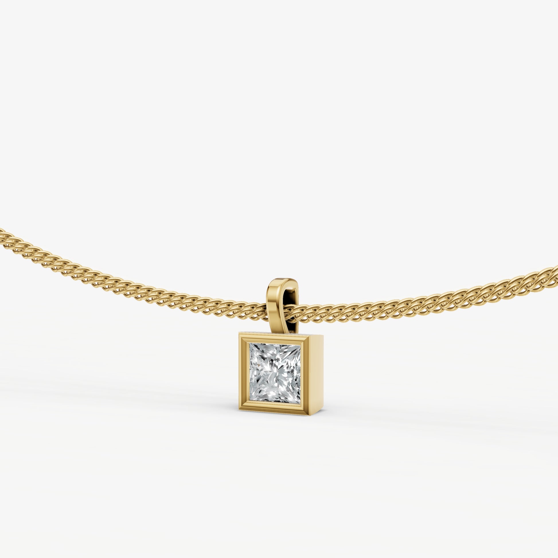 0.50ct Princess Bezel Set Diamond Pendant