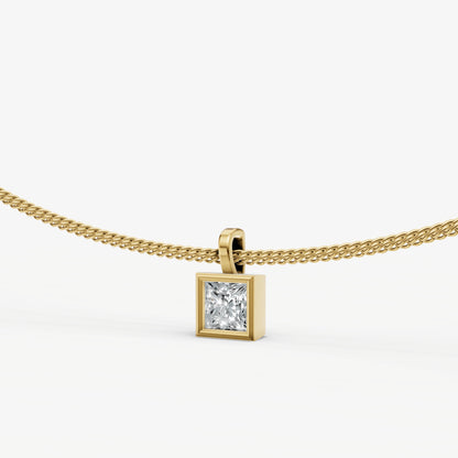 0.50ct Princess Bezel Set Diamond Pendant