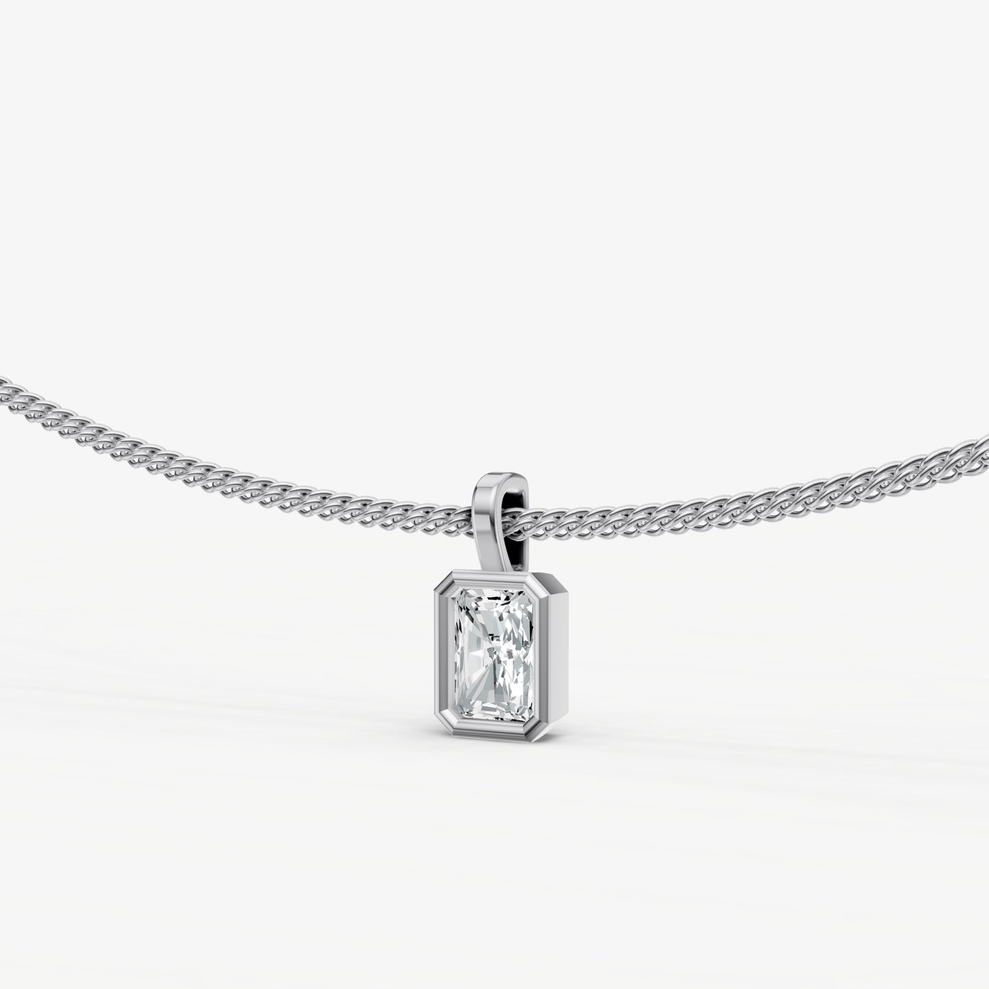 0.50ct Radiant Bezel Set Diamond Pendant