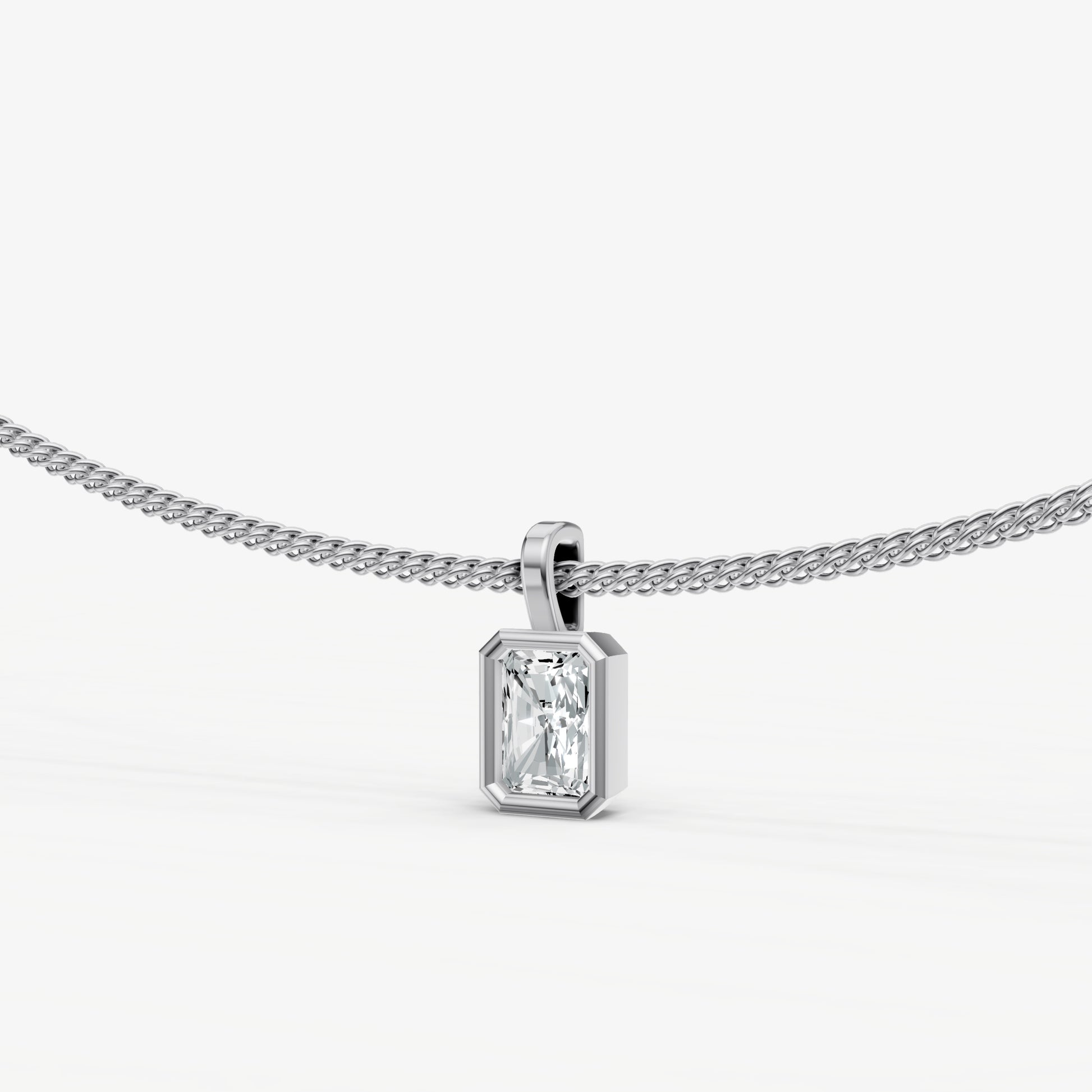 0.50ct Radiant Bezel Set Diamond Pendant