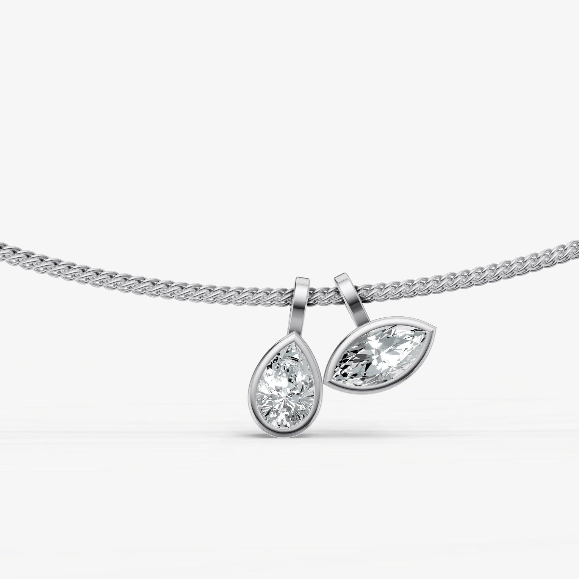 Double Bezel Set Diamond Pendant Necklace