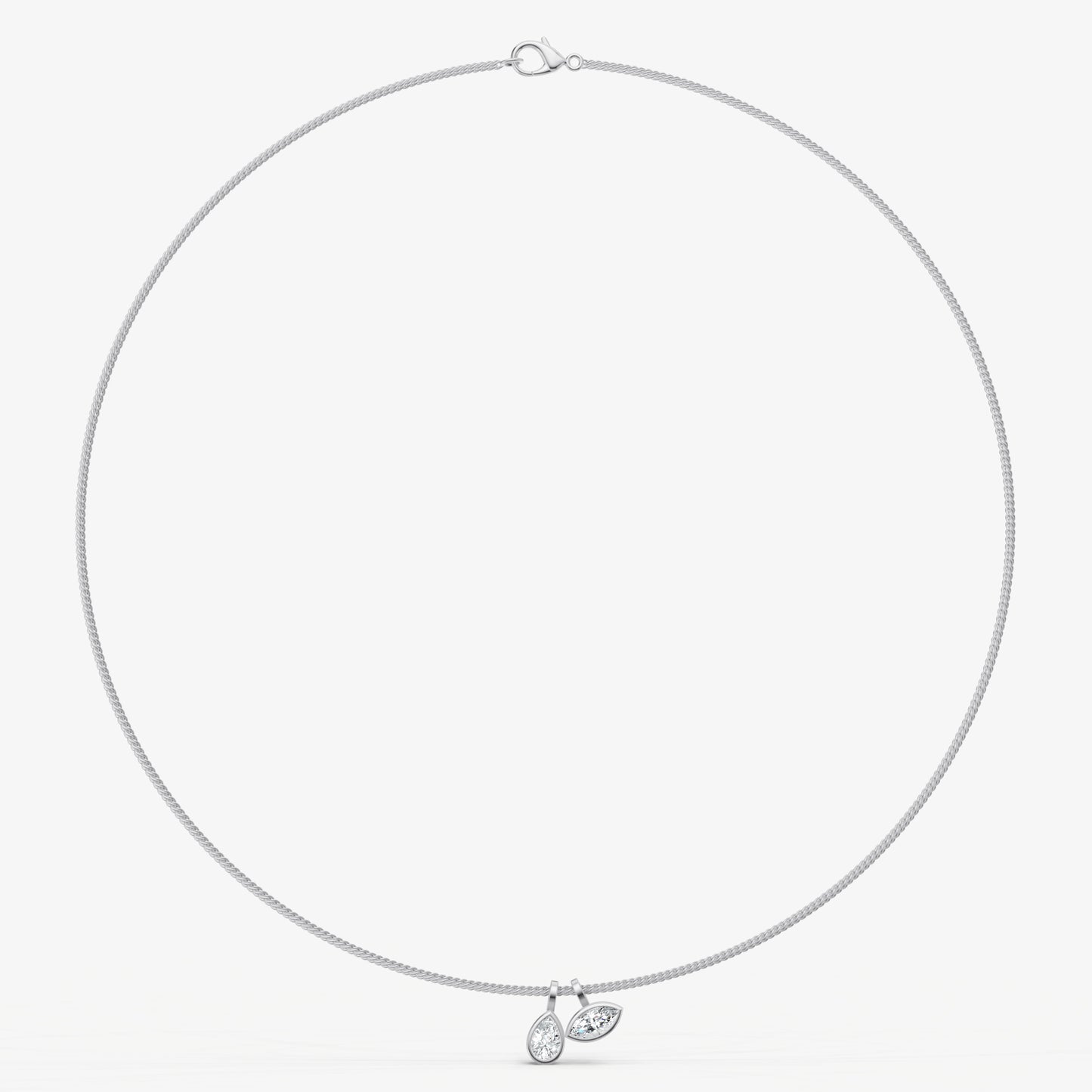 Double Bezel Set Diamond Pendant Necklace