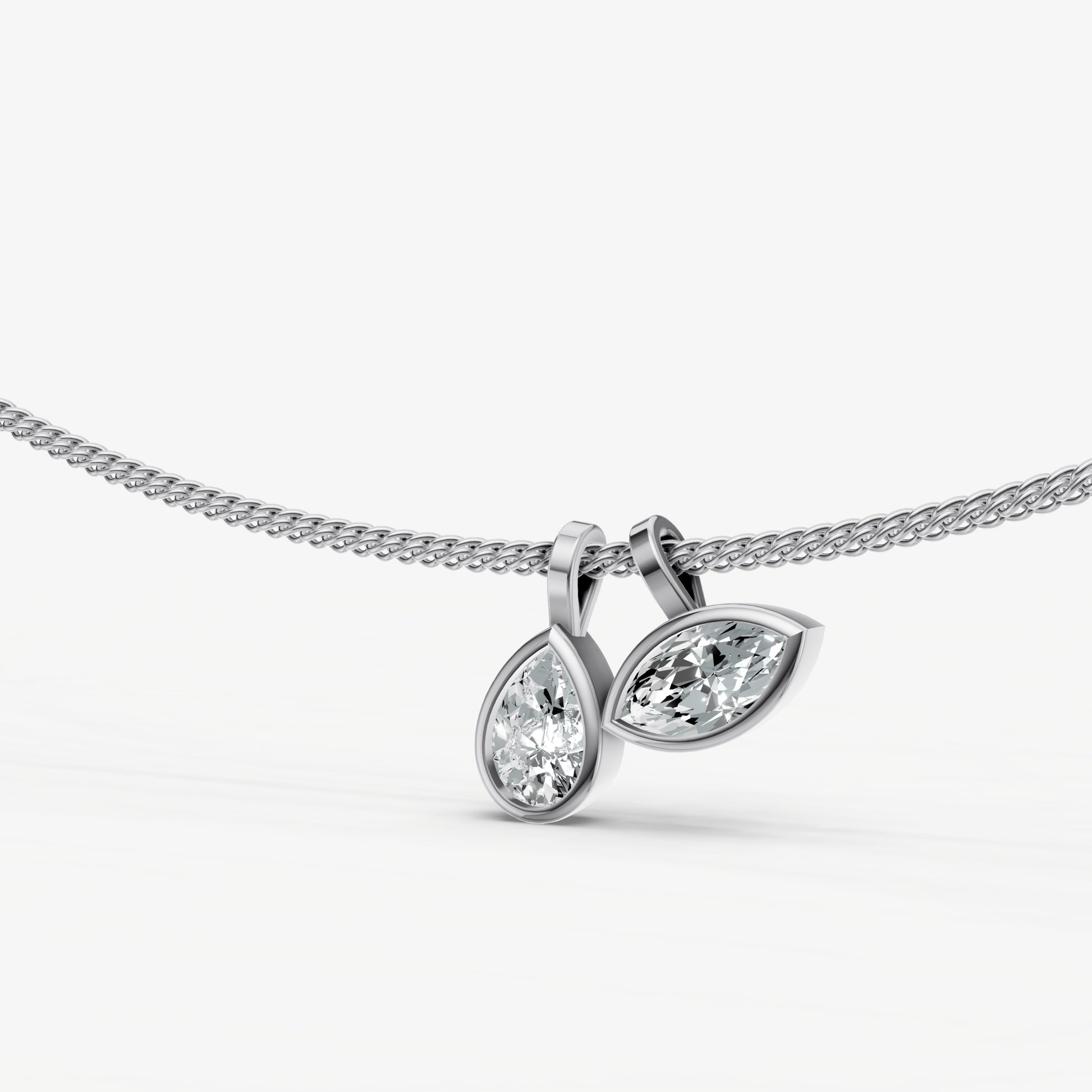 Double Bezel Set Diamond Pendant Necklace