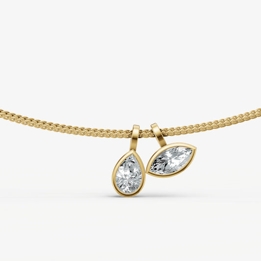 Double Bezel Set Diamond Pendant Necklace
