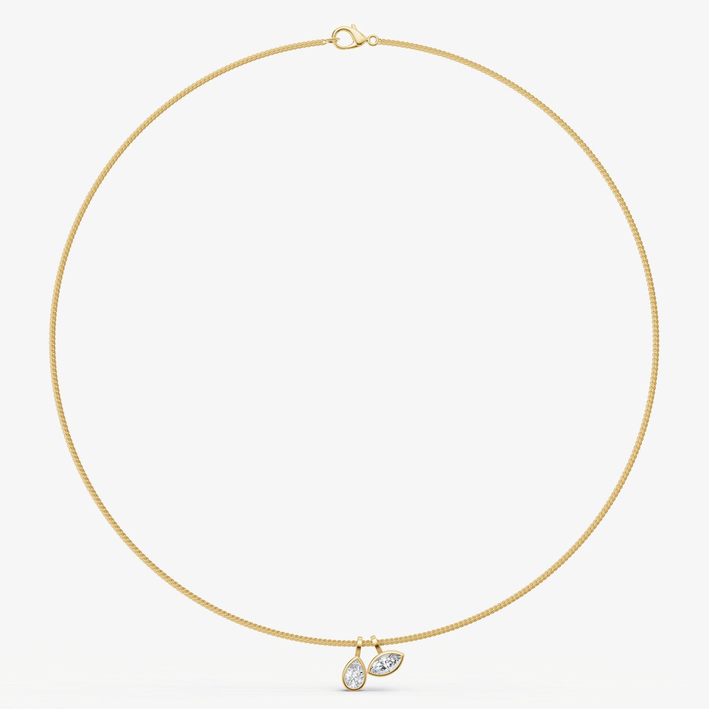 Double Bezel Set Diamond Pendant Necklace