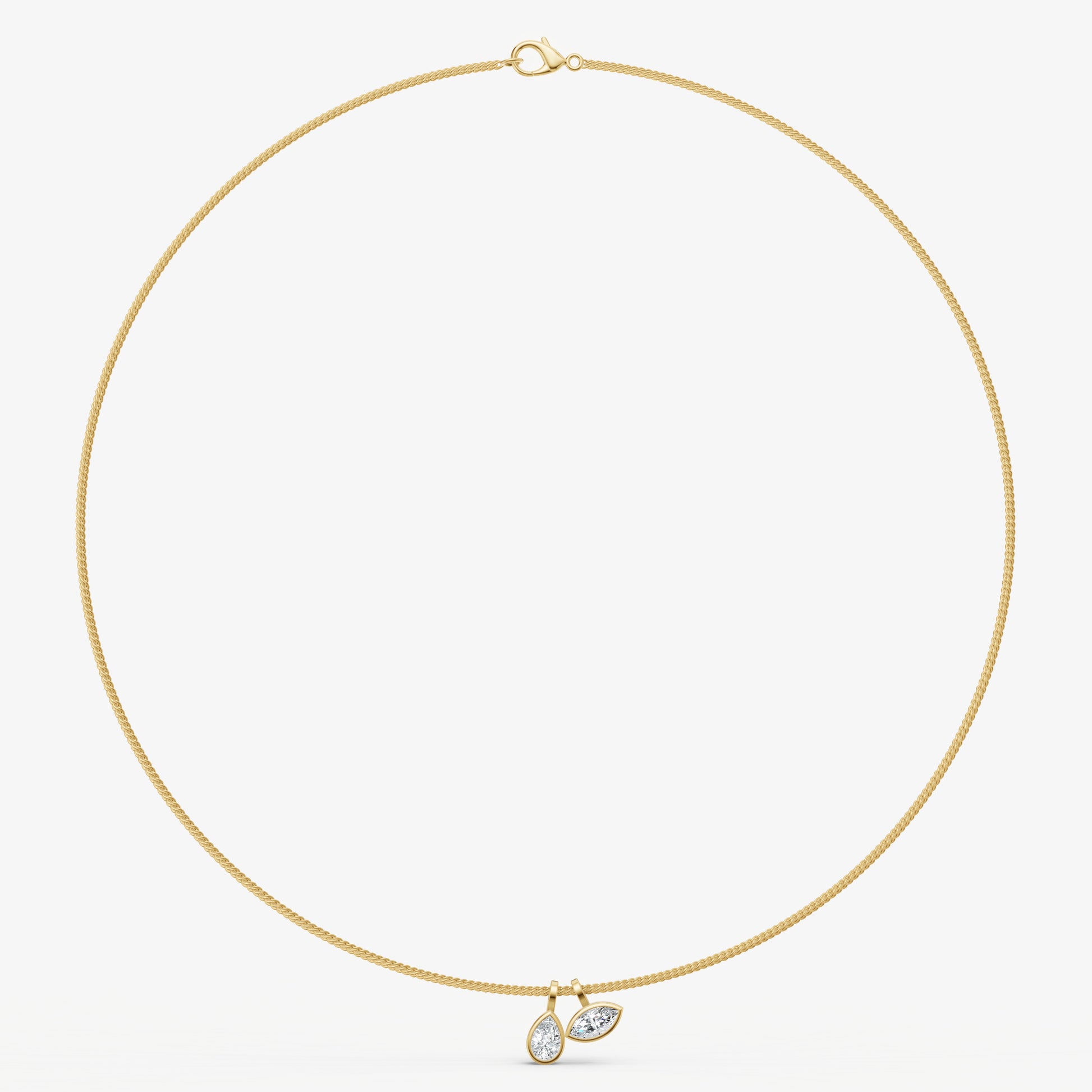 Double Bezel Set Diamond Pendant Necklace