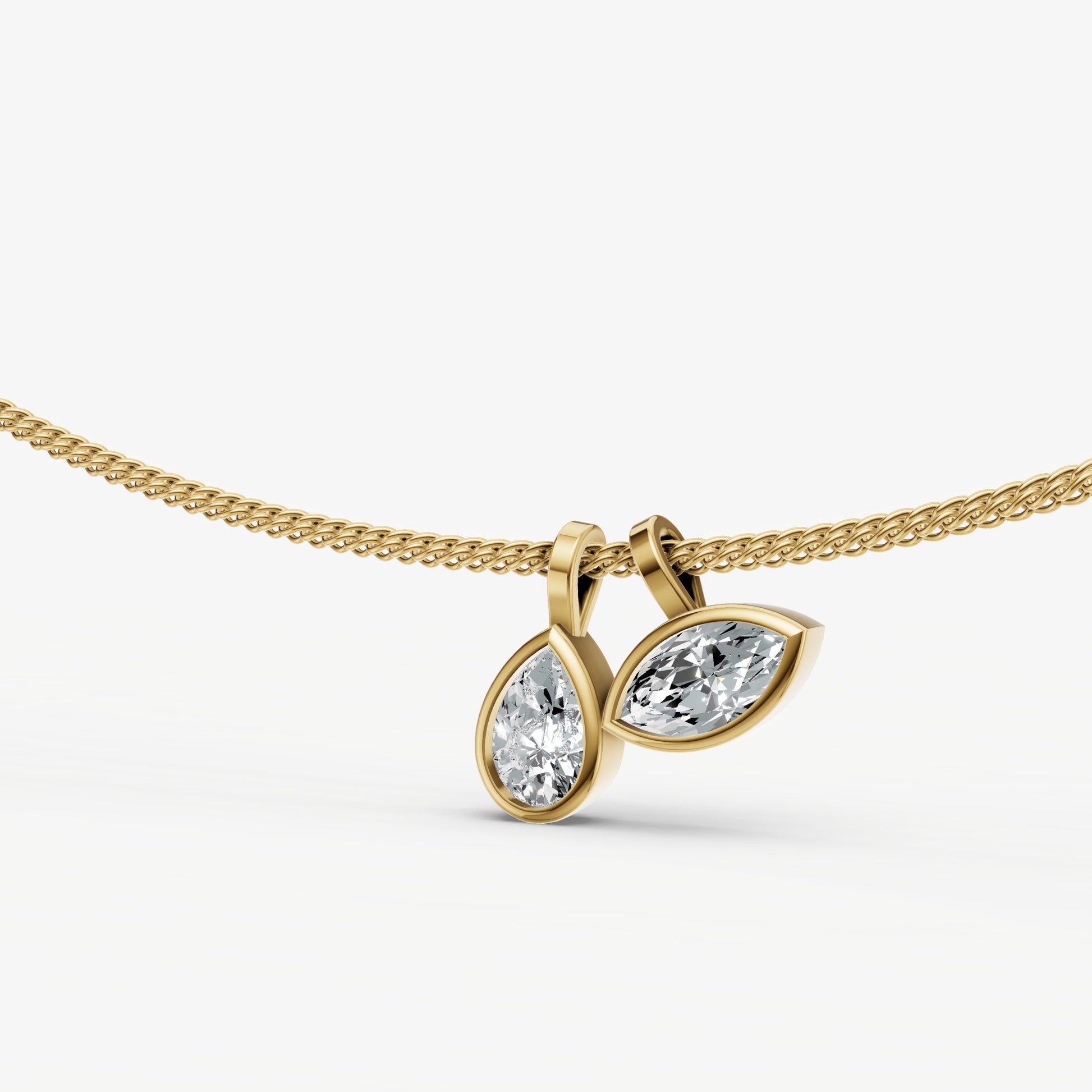 Double Bezel Set Diamond Pendant Necklace