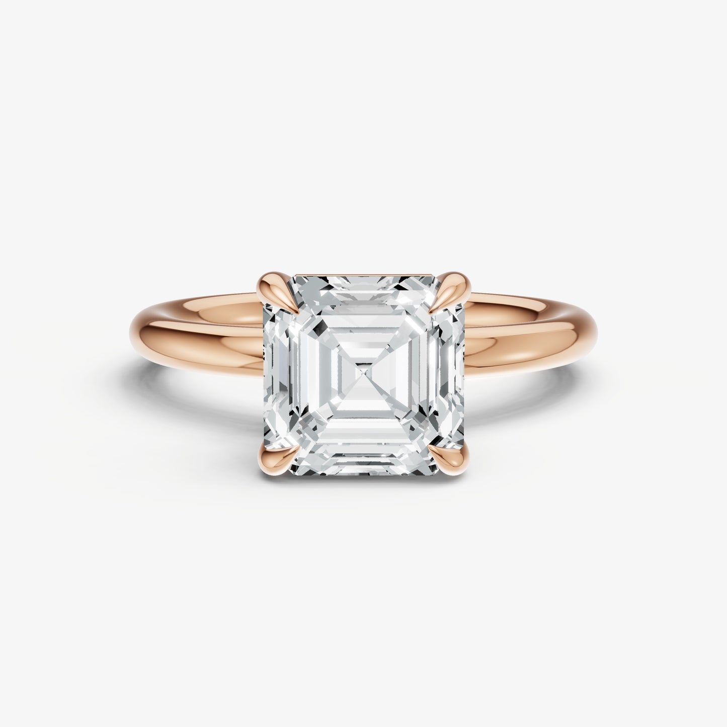 Asscher Four Claw Solitaire Engagement Ring