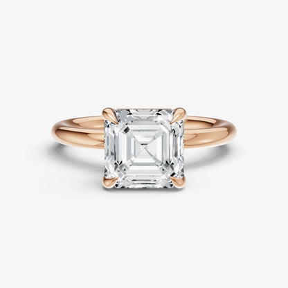 Asscher Four Claw Solitaire Engagement Ring