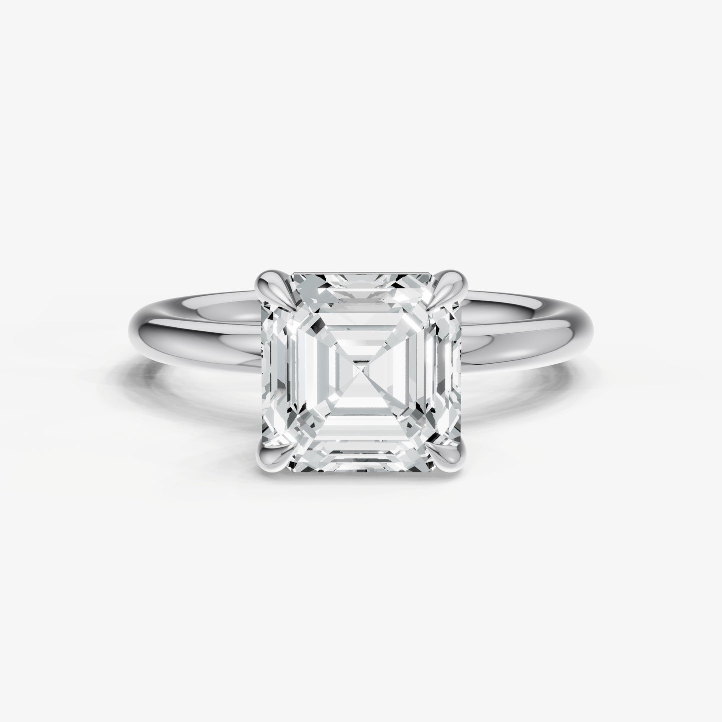 Asscher Four Claw Solitaire Engagement Ring