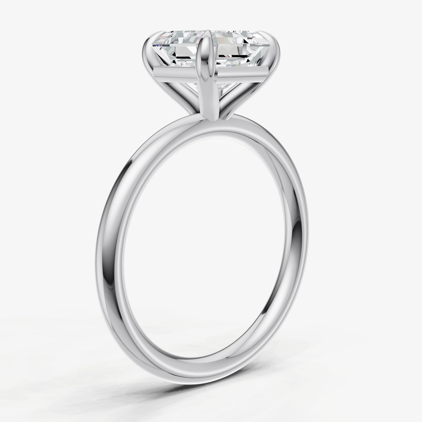 Asscher Four Claw Solitaire Engagement Ring