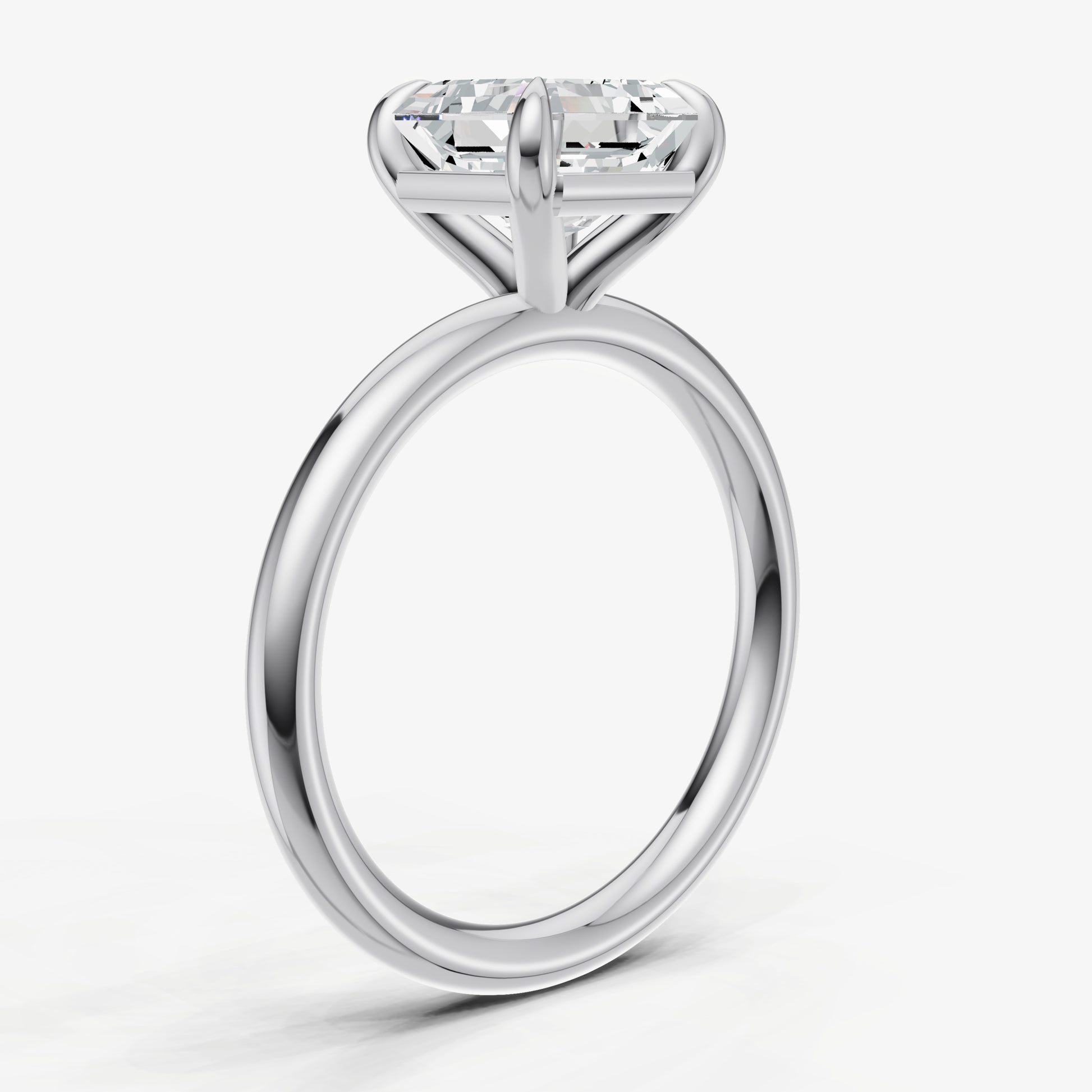 Asscher Four Claw Solitaire Engagement Ring