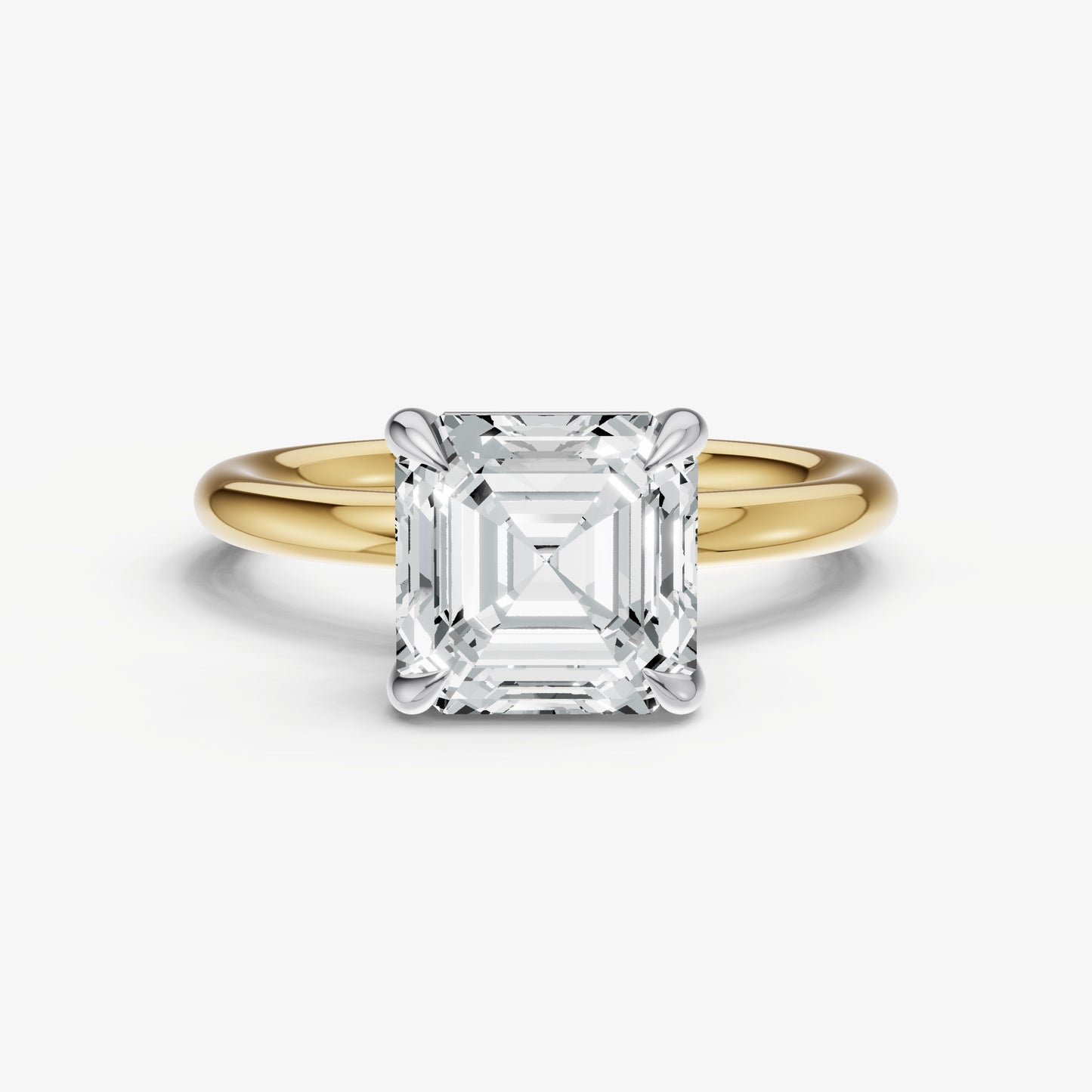Asscher Four Claw Solitaire Engagement Ring
