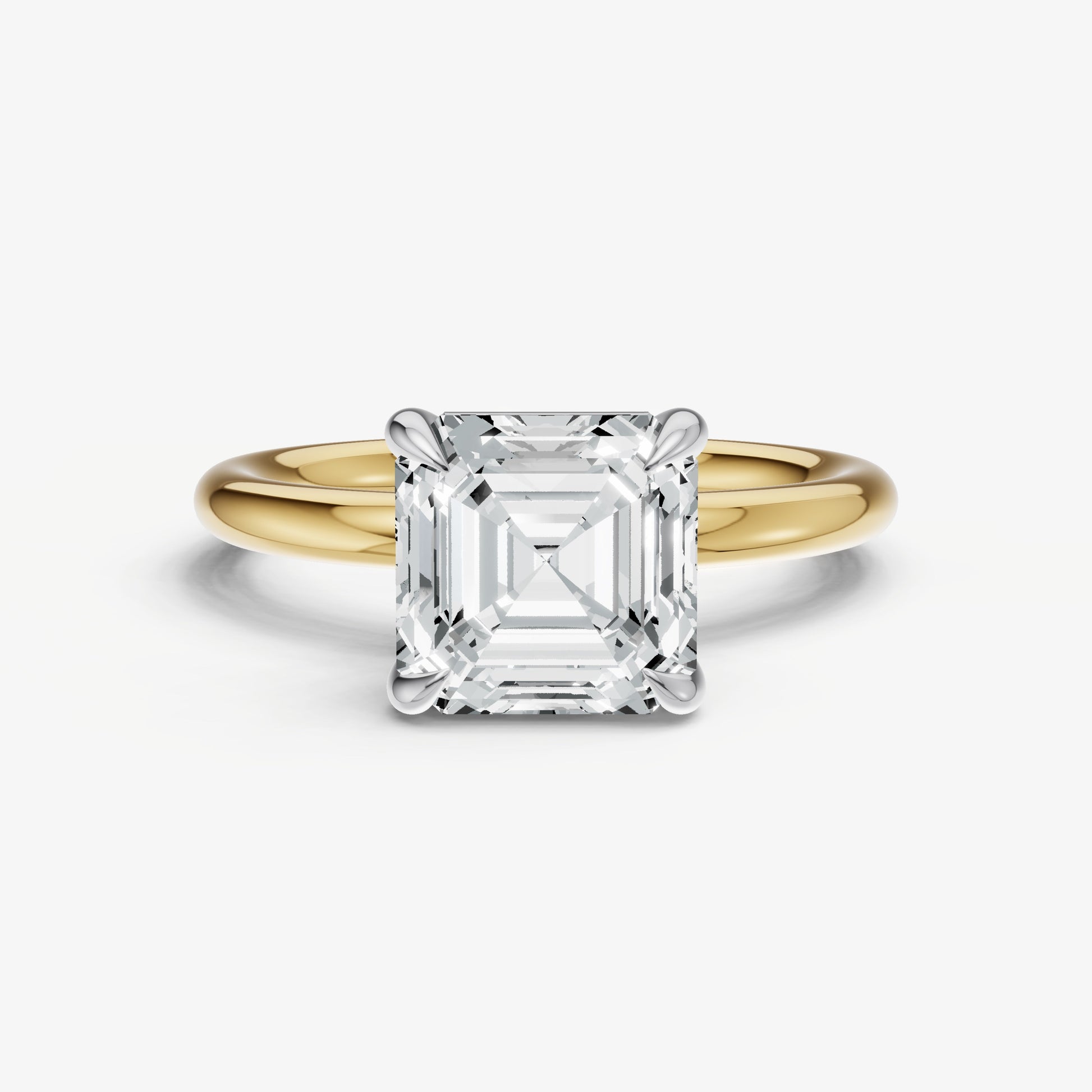Asscher Four Claw Solitaire Engagement Ring