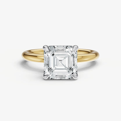 Asscher Four Claw Solitaire Engagement Ring