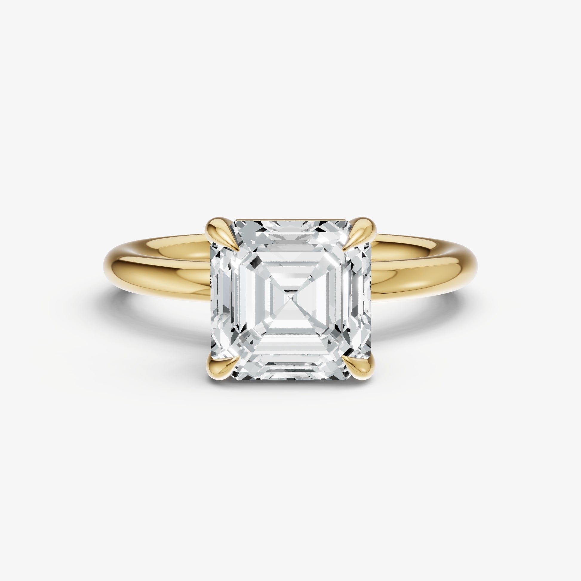 Asscher Four Claw Solitaire Engagement Ring