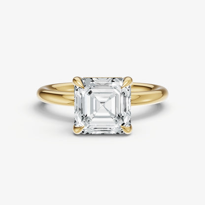 Asscher Four Claw Solitaire Engagement Ring