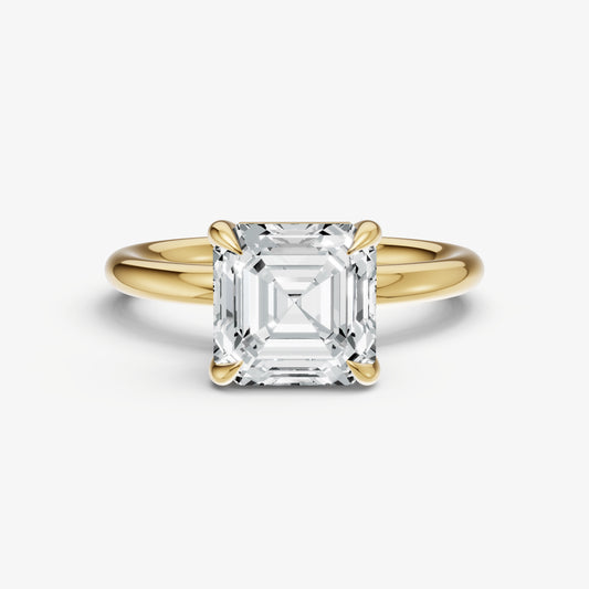Asscher Four Claw Solitaire Engagement Ring
