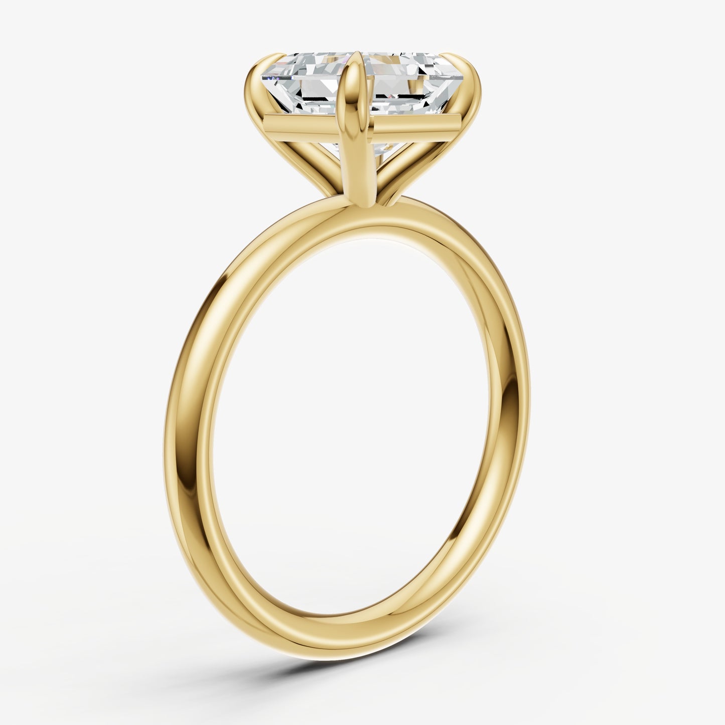 Asscher Four Claw Solitaire Engagement Ring