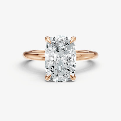 Elongated Cushion Cluster Diamond Engagement Ring