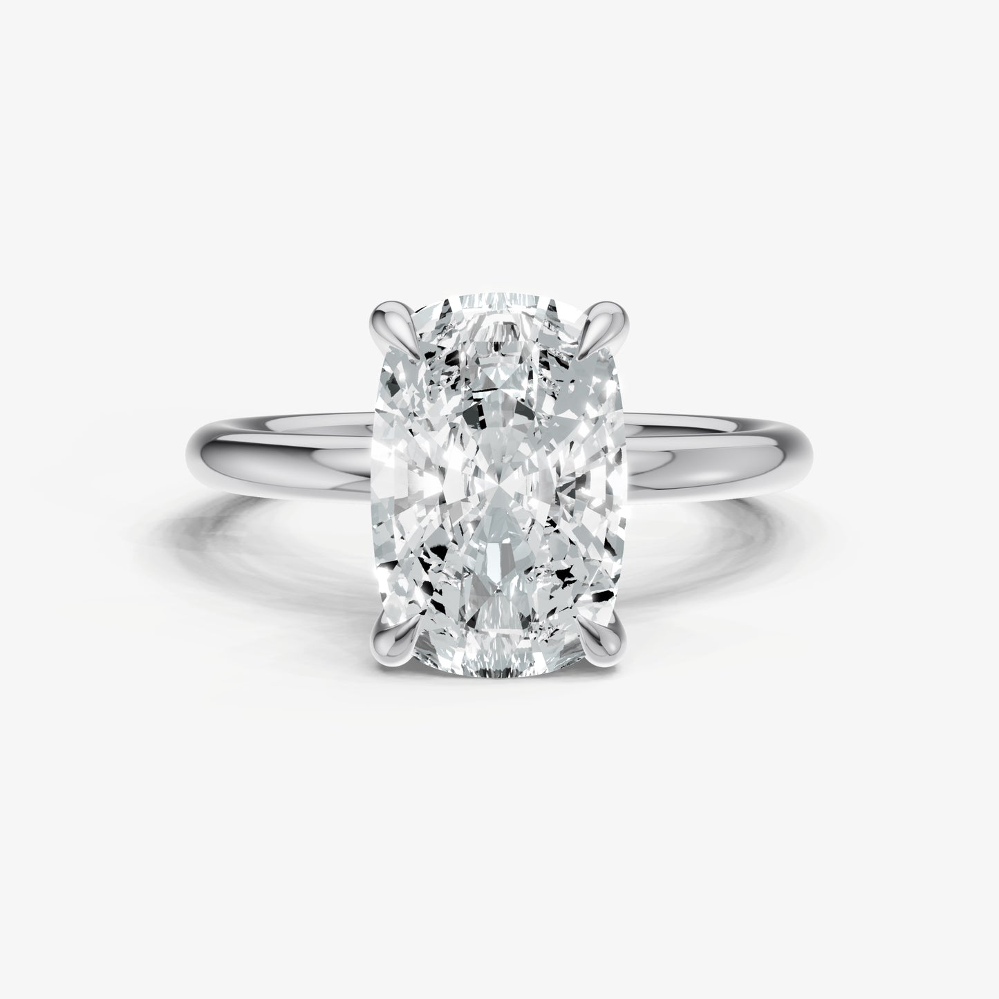 Elongated Cushion Cluster Diamond Engagement Ring