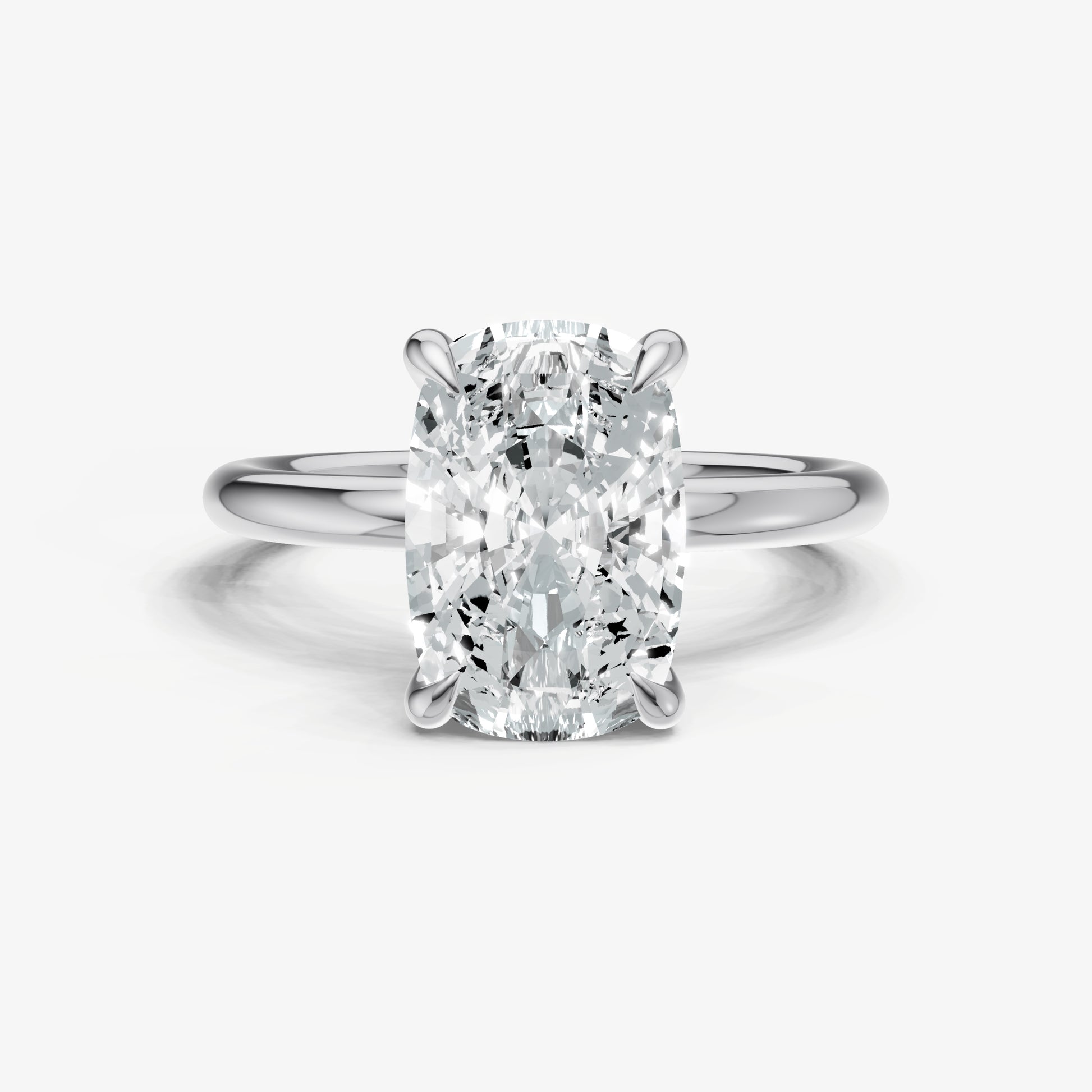 Elongated Cushion Cluster Diamond Engagement Ring