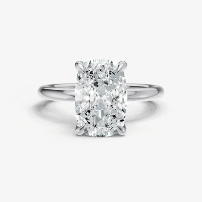 Elongated Cushion Cluster Diamond Engagement Ring