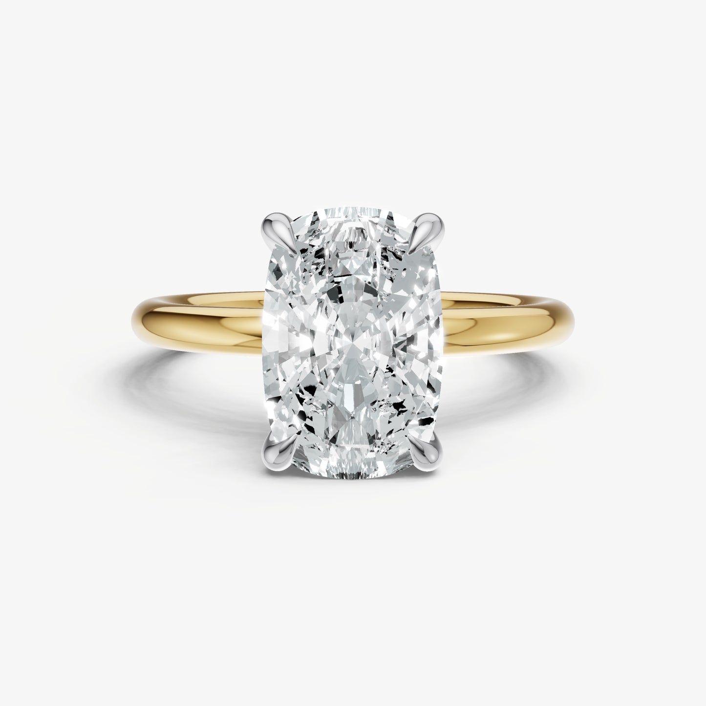 Elongated Cushion Cluster Diamond Engagement Ring