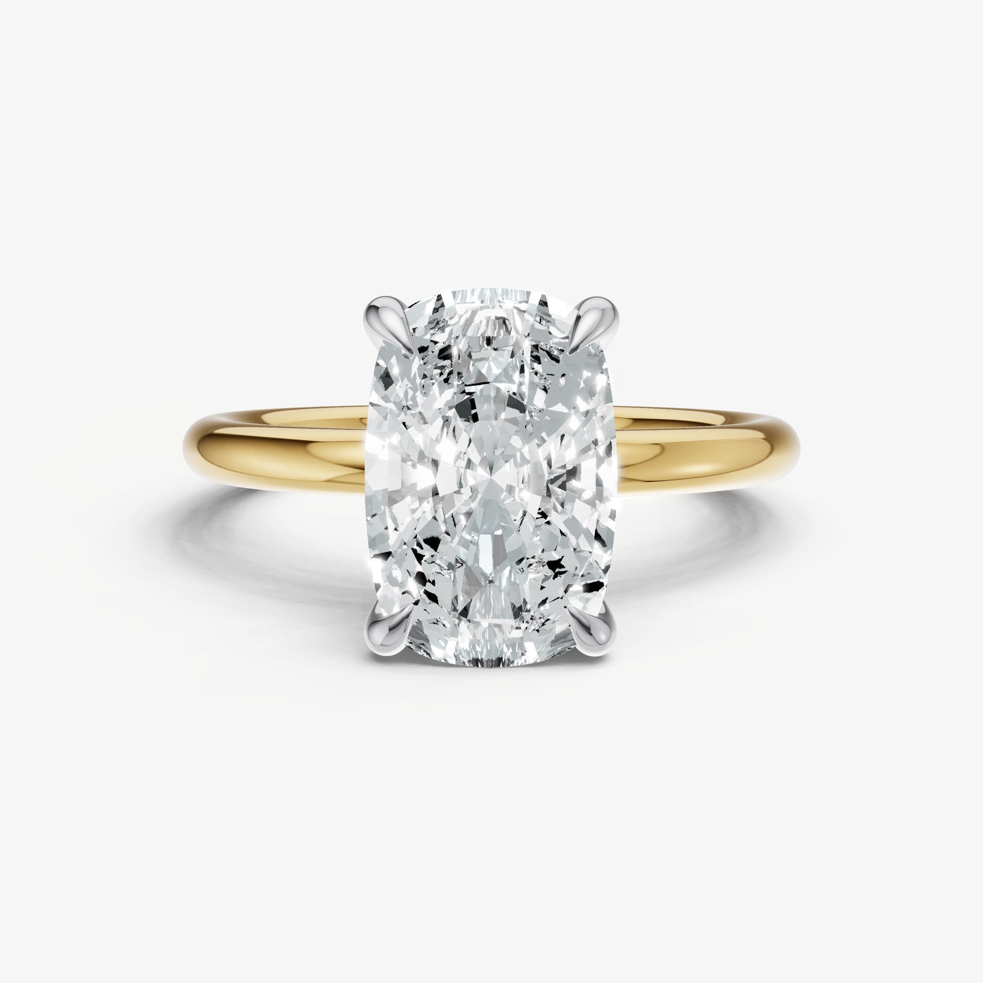 Elongated Cushion Cluster Diamond Engagement Ring