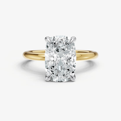 Elongated Cushion Cluster Diamond Engagement Ring