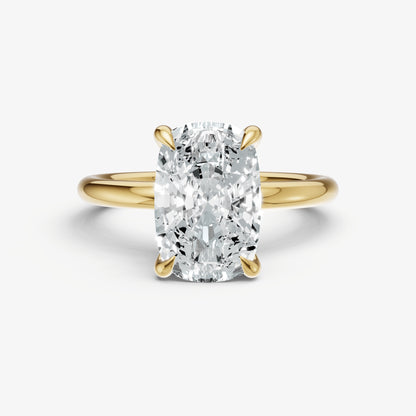 Elongated Cushion Cluster Diamond Engagement Ring