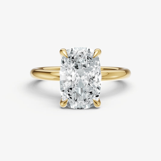 Elongated Cushion Cluster Diamond Engagement Ring