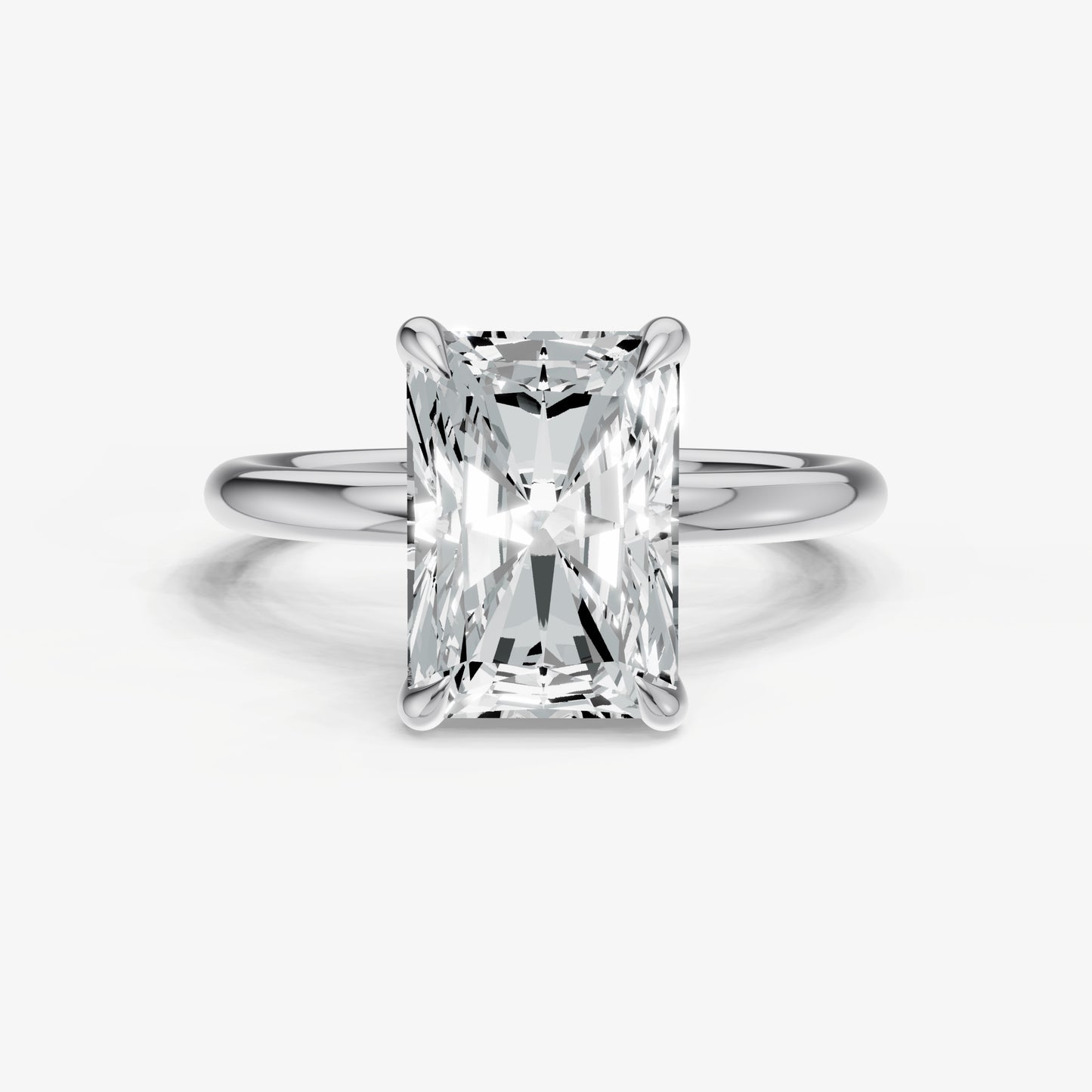 Radiant Four Claw Solitaire Engagement Ring