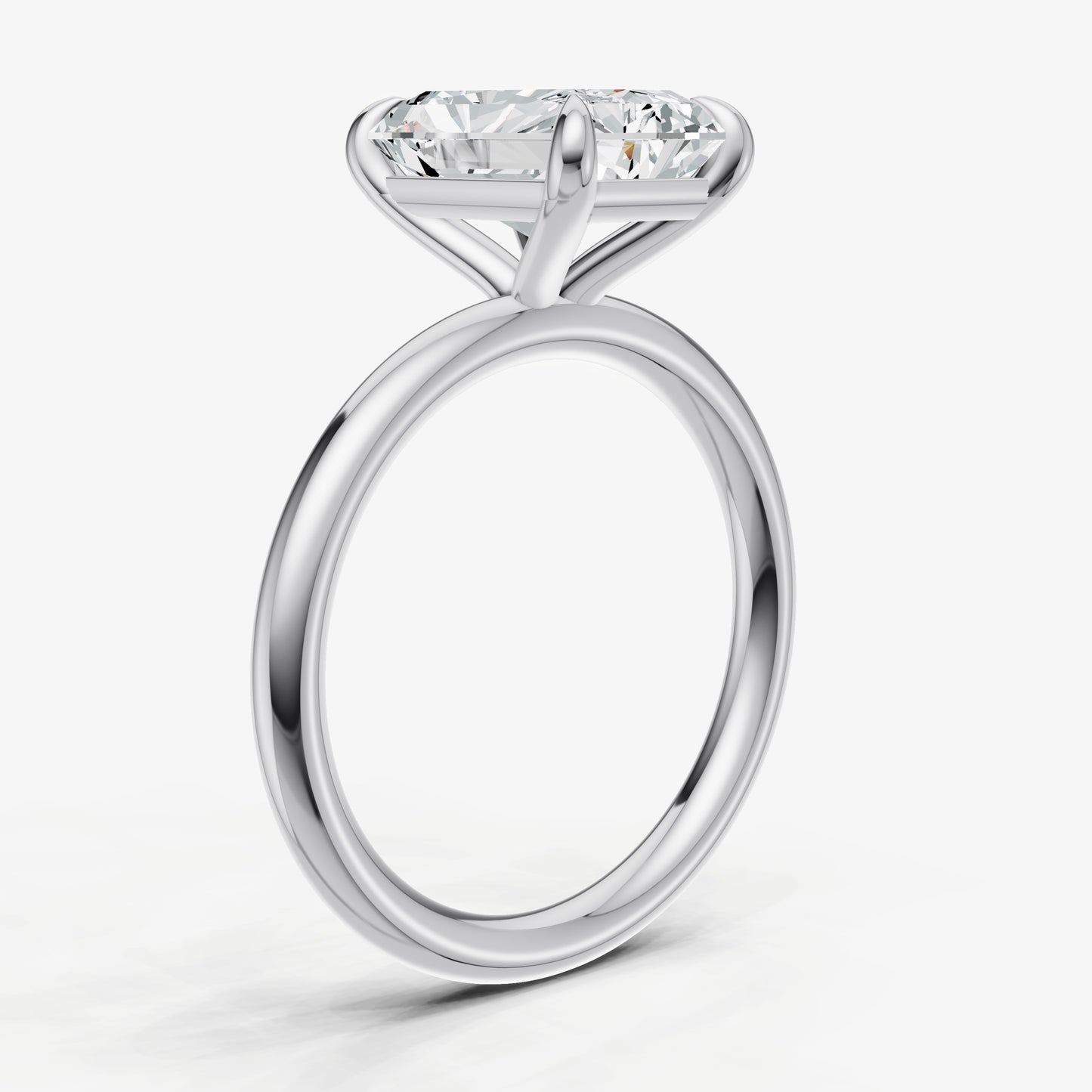 Radiant Four Claw Solitaire Engagement Ring
