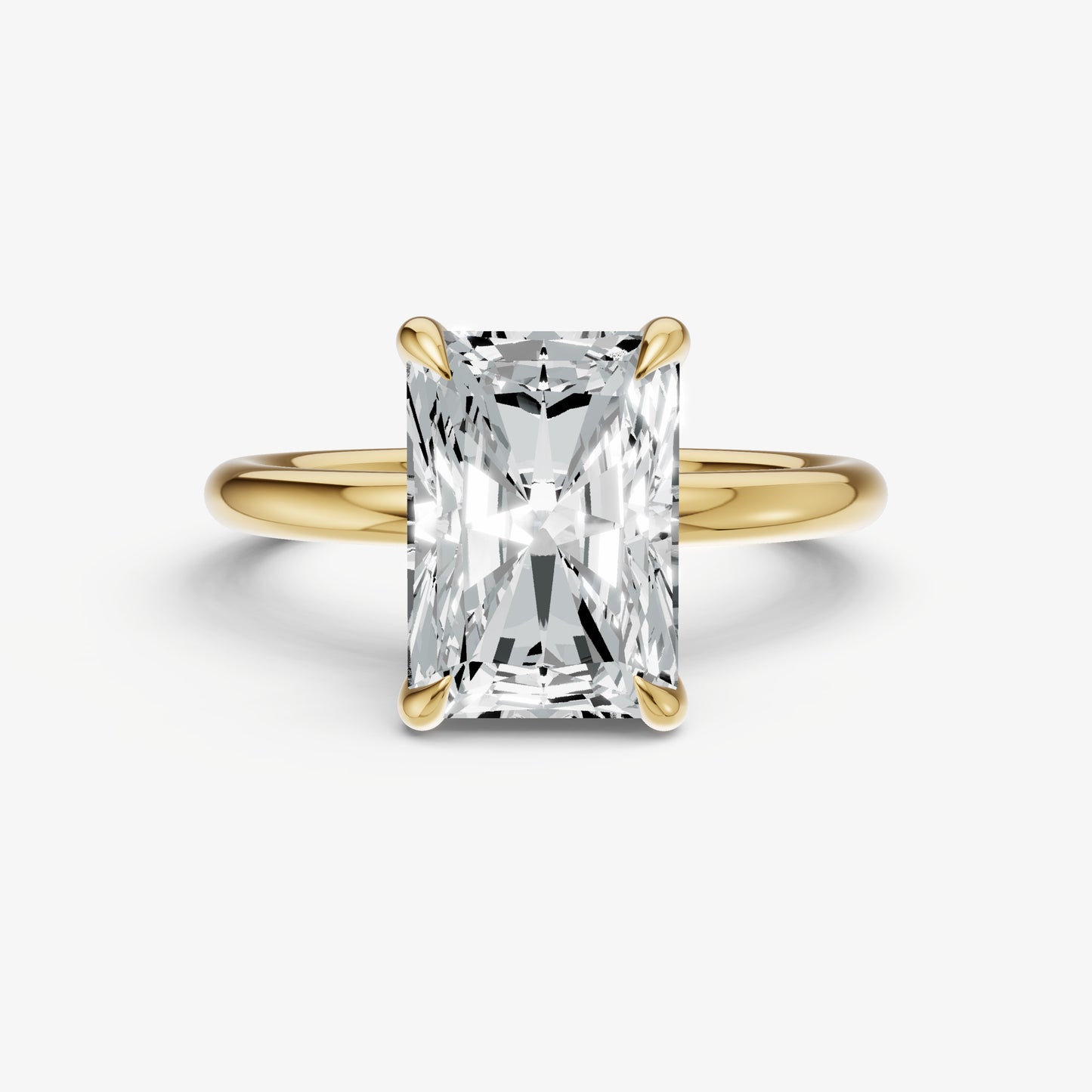 Radiant Four Claw Solitaire Engagement Ring