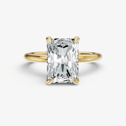 Radiant Four Claw Solitaire Engagement Ring