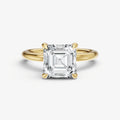 Asscher Four Claw Solitaire Engagement Ring with Hidden Halo