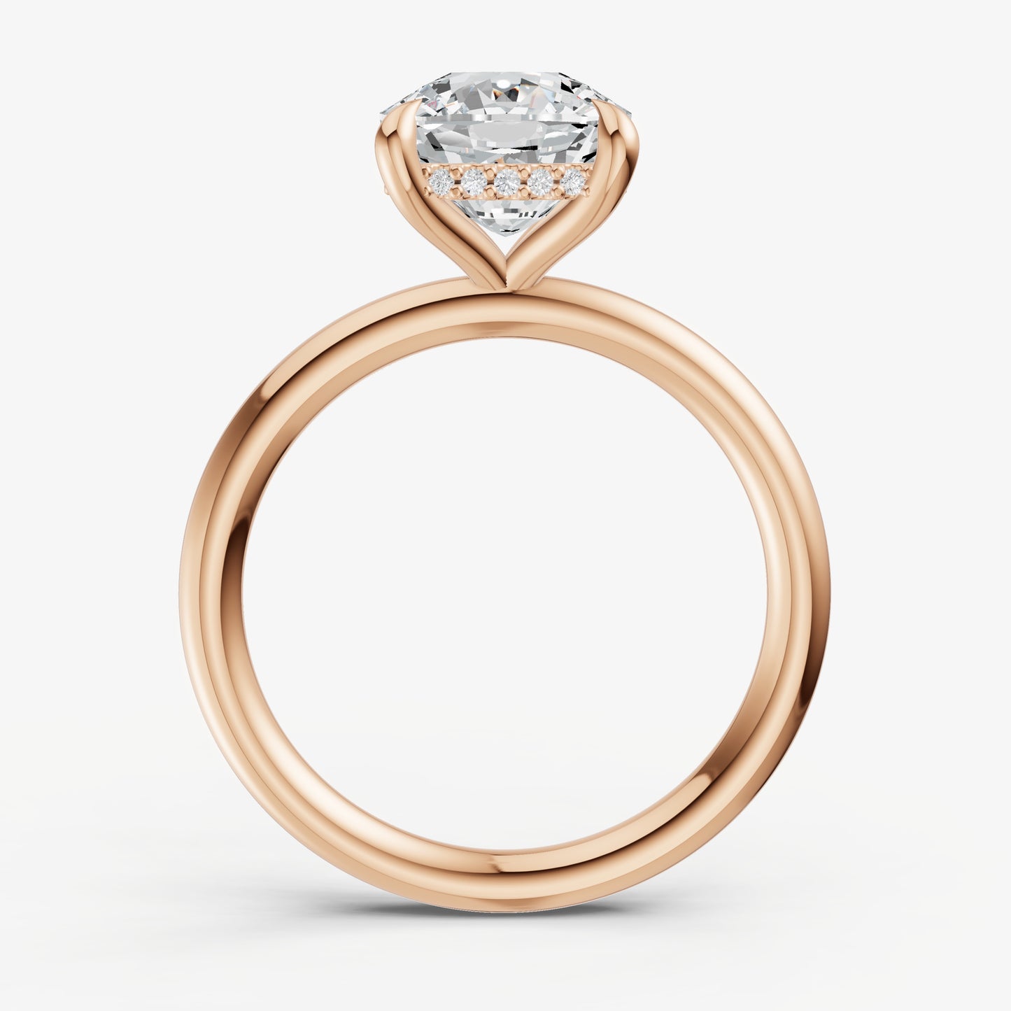 Cushion Four Claw Solitaire Engagement Ring with Hidden Halo